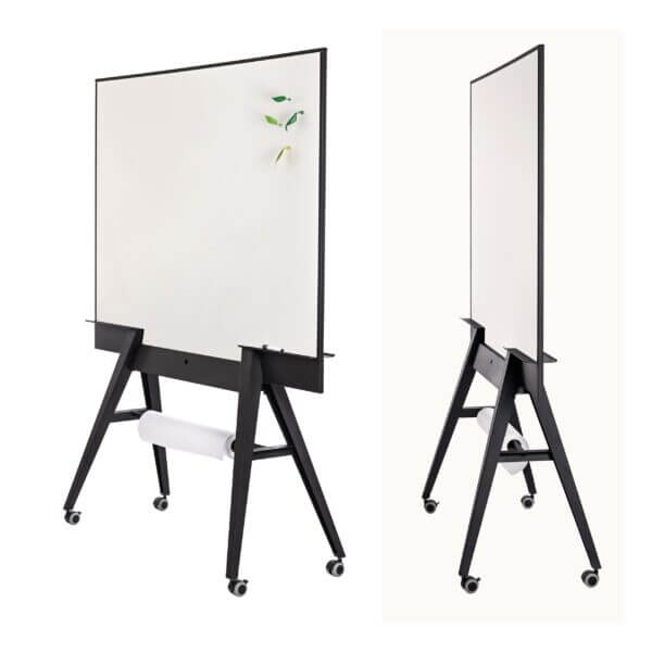 Stijlvol en uniek whiteboard design, groot, dubbelzijdig, met rol papier en opbergruimte