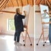 Design flipover bord - whiteboard combi in een elegante zalm-terracotta kleur