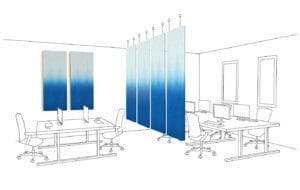 Akoestische baffles en wandpanelen blauw