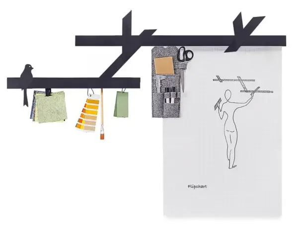 support manétique mural pour tableau blanc et flipchart en forme de branche
