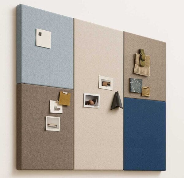 Akoestisch vilt design prikbord kleur blauw 5 panelen