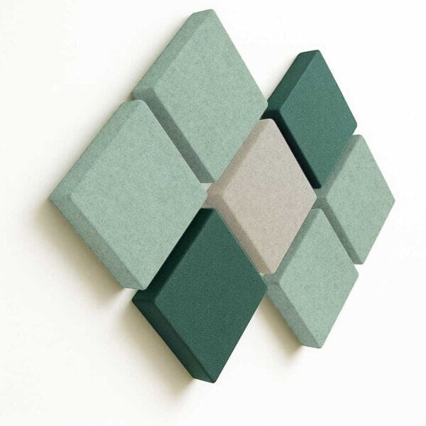 Akoestische wandpanelen patroon ruit kleur groen