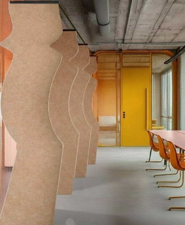 akoestische scheidingswand -lamellen-zalmkleurig-StudioVIX